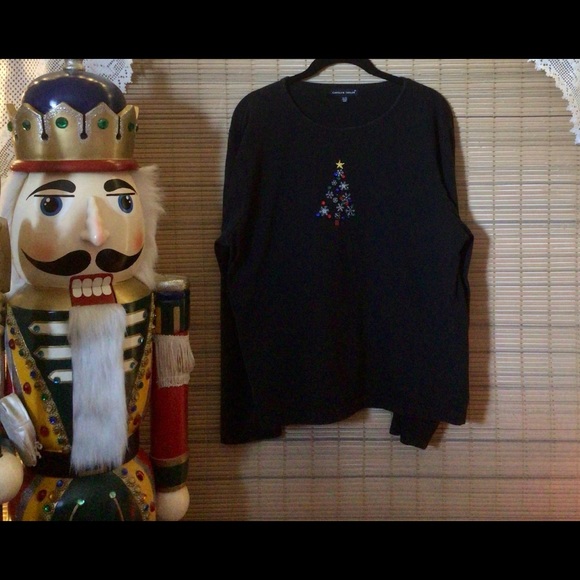 Christmas long sleeve tee with rhinestones tree - Picture 6 of 14